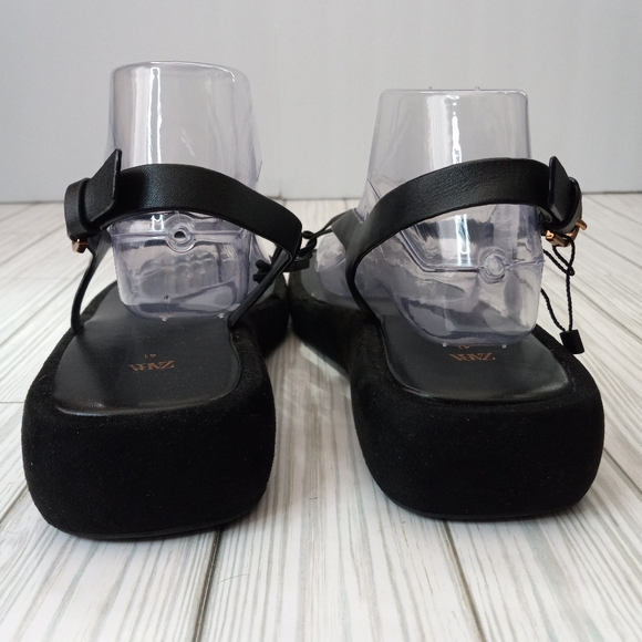 Zara Leather Suede Square Block Sandals - Picture 5 of 9